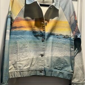 Blanknyc denim jacket Size large. Ocean sunset 100% cotton .